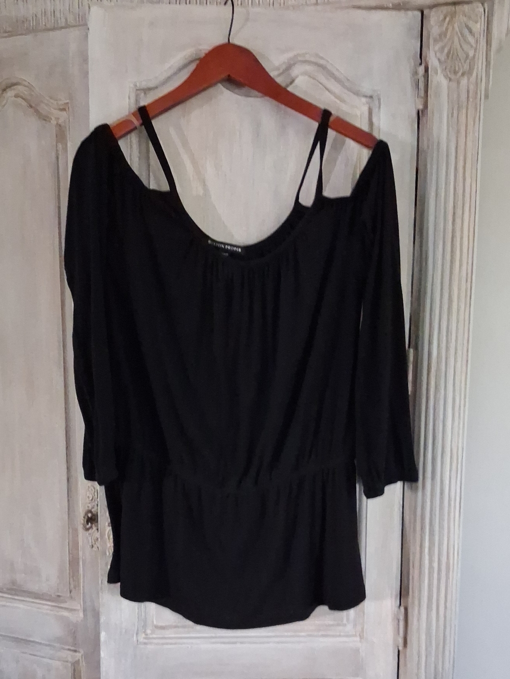 Boston Proper Black Off-Shoulder Peasant Tunic